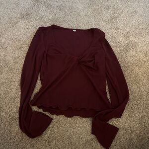 SHEIN Red Tie Front Fitted Blouse- worn once!